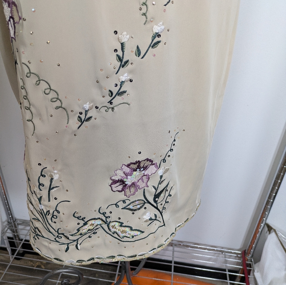 Vintage Spenser Jeremy Tan Embroidered Floral Special Occasions, Size M - Picture 6 of 14